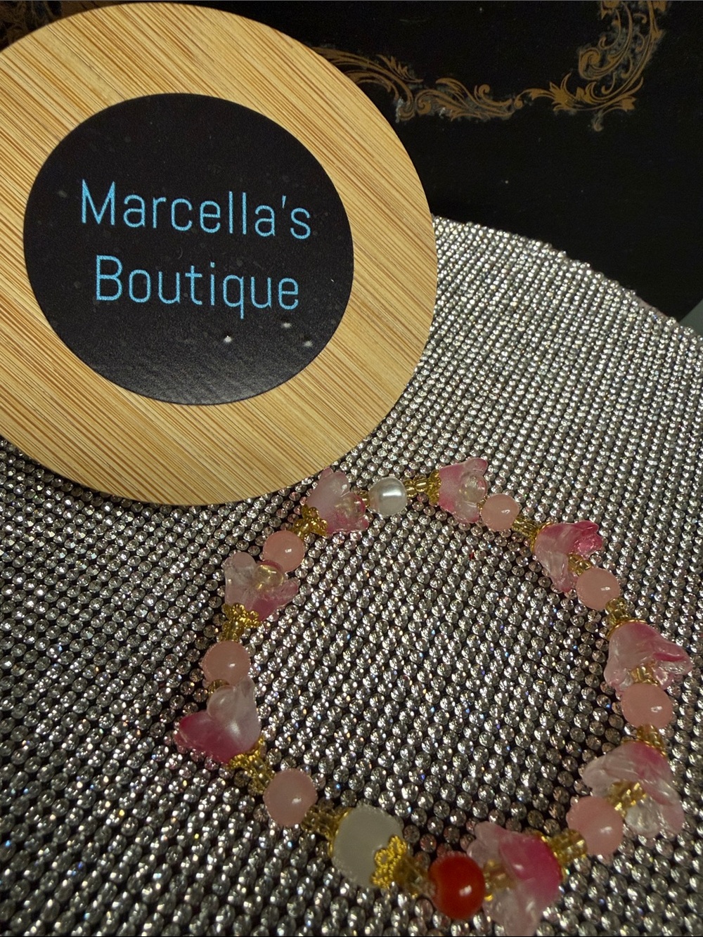 Pink Beaded tulips Gemstone Bracelet